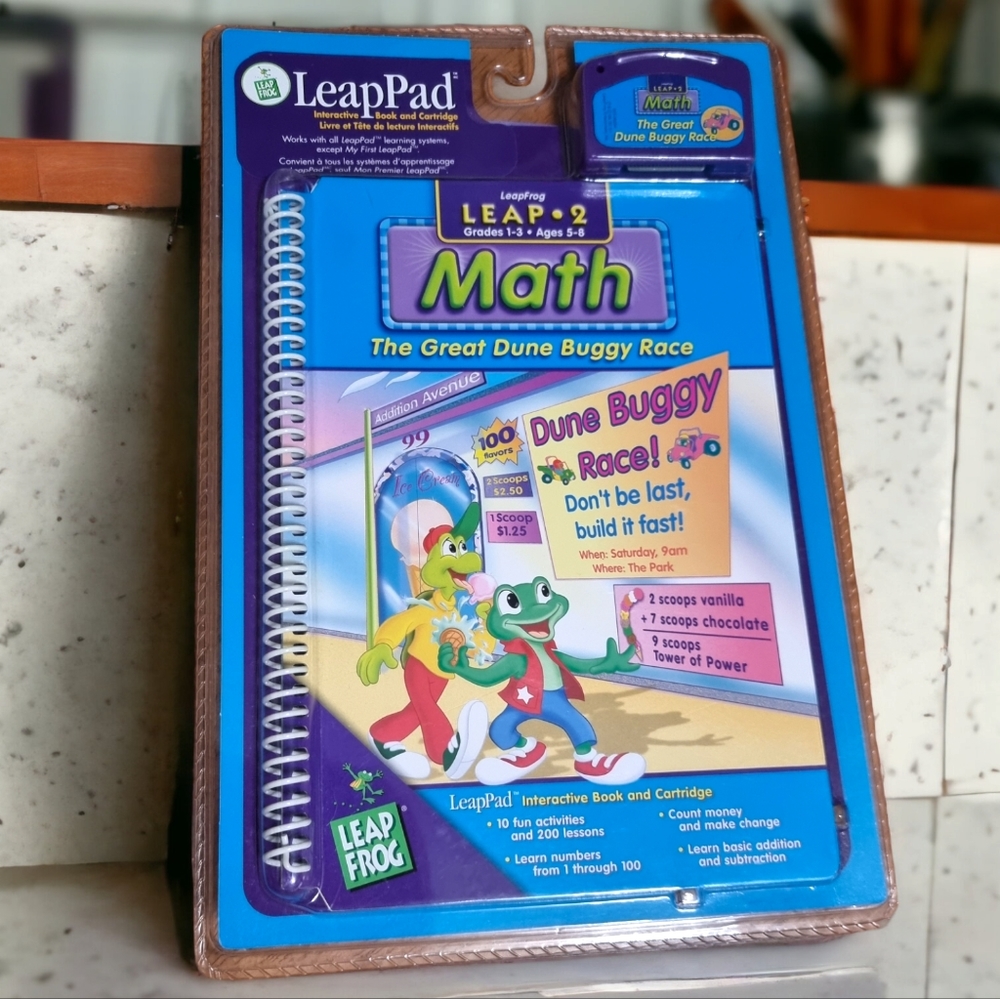 LeapPad Leap~2  Math ~ The Great Dune Buggy Race Interactive Book and Cartridge